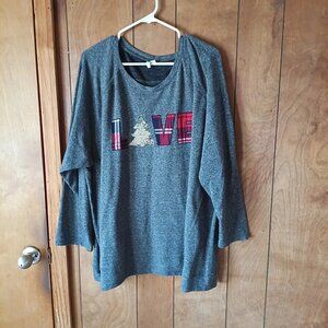 Est 1846 Plus Size Women's Gray Love Pullover Top Size 26/28W